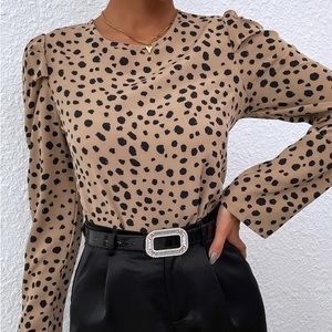 Ruffle Sleeve Cheetah Print Blouse